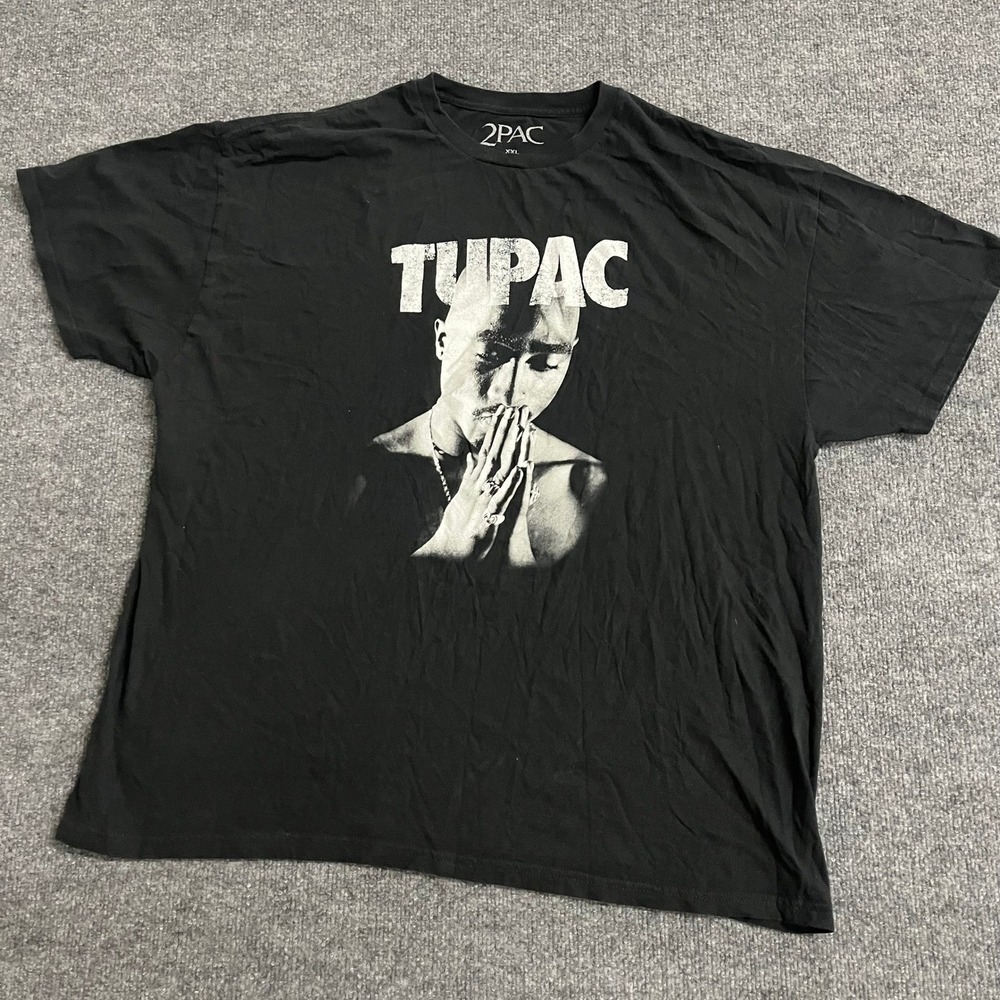 2Pac T-Shirt Mens Size XXL Black Graphic Hip Hop Rap Tee Short Sleeve Cotton